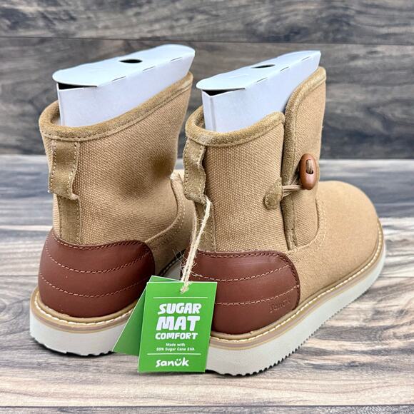 NIB Sanuk Cozy Vibe Surf Check SL Boots Ankle Booties 7 38 Tan - Picture 5 of 12